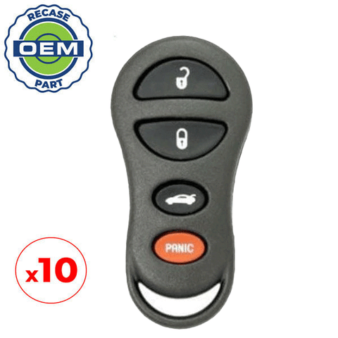 10 x 2001-2006 Chrysler Dodge Jeep / 4-Button Keyless Entry Remote / PN: 04686481AX / GQ43VT17T (OEM Recase)