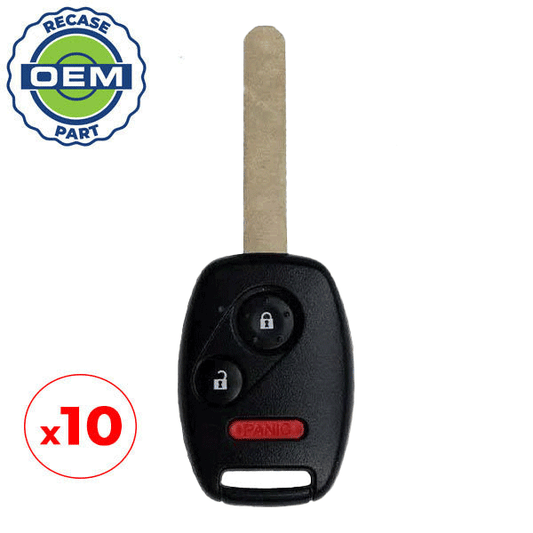 10 x 2007-2015 Honda / 3-Button Remote Head Key / PN: 35111-SWA-306 / MLBHLIK-1T (OEM Recase)