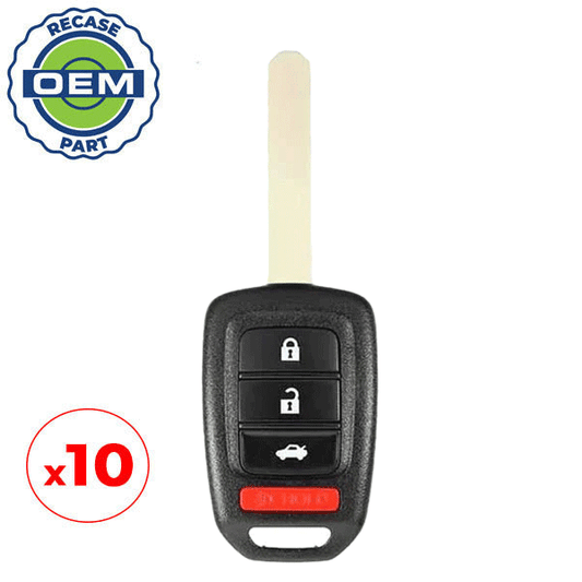 10 x 2016-2019 Honda / 4-Button Remote Head Key / PN: 35118-T2A-A60 / MLBHLIK6-1TA (OEM Recase)