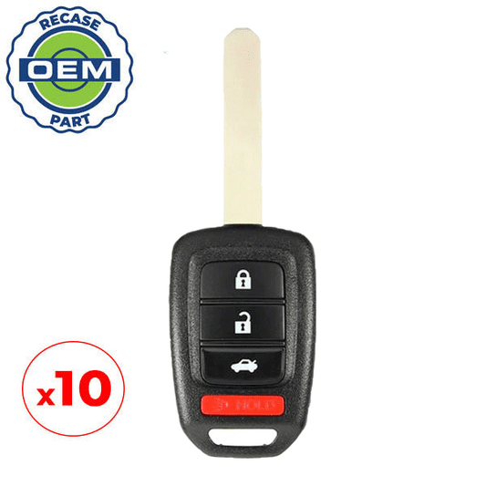 10 x 2013-2015 Honda Accord Civic / 4-Button Remote Head Key / PN: 35118-T2A-A20 / MLBHLIK6-1T (OEM Recase)