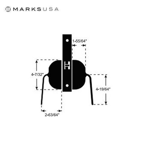 Marks USA - 5PD - LifeSaver Single Cylinder Mortise Behavioral Health Paddleset - Push / Pull - Anti-Ligature - Dormitory - 2-3/4" Backset - Right-Handed - Satin Stainless - Grade 1