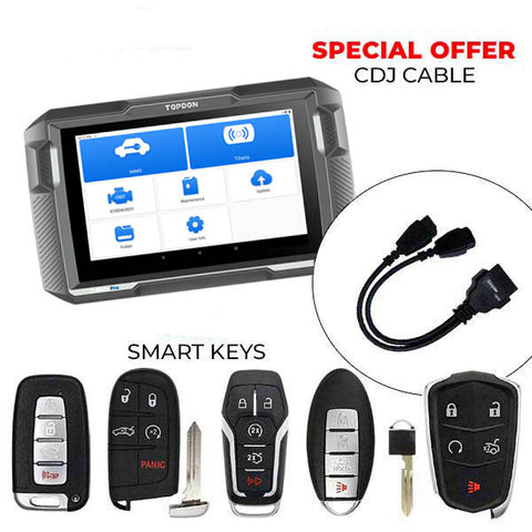 TOPDON - T-Ninja Pro - OBD Automotive Key Programmer + CDJ Cable + 5 Smart Keys