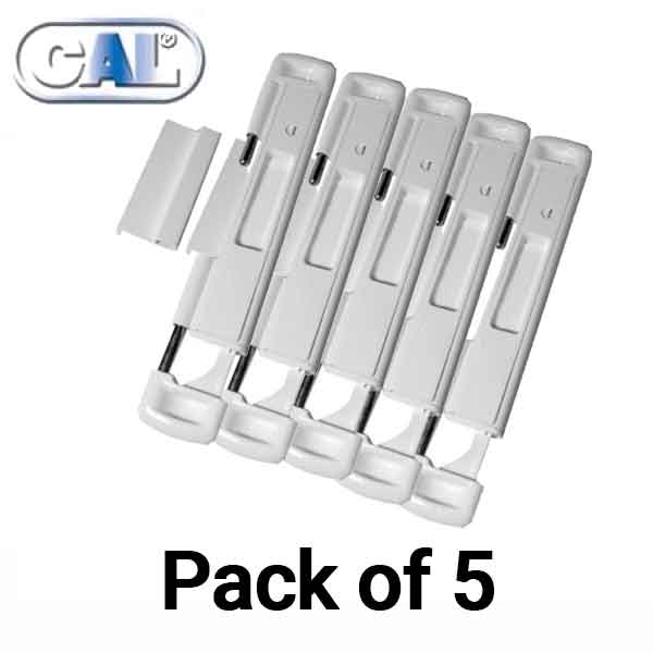 5 x CAL Double Bolt Lock - Sliding Glass Door Lock - White Finish - UHS Hardware