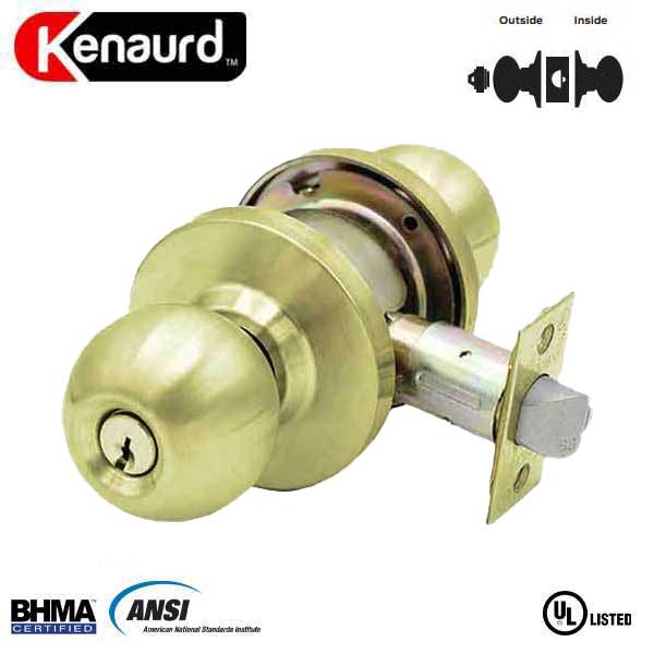 Commercial Door Knob Set - 2-3/4” Standard Backset - Polished Brass - Classroom - Grade 2 - UHS Hardware