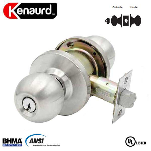 Commercial Door Knob - 2-3/4” Standard Backest - Satin Chrome - Classroom - Grade 2 - UHS Hardware