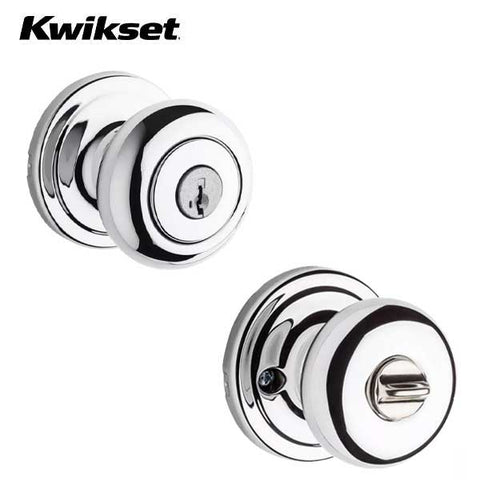 Kwikset - 740H - Hancock Knob  - Round Rose - Entrance - 26 - Polished Chrome - SmartKey Technology - Grade 2 - UHS Hardware