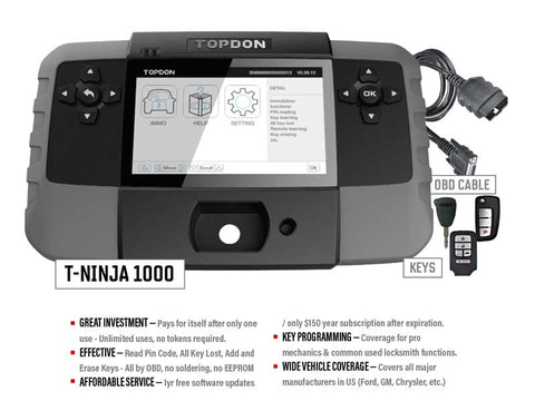 TOPDON - T-Ninja 1000 - OBD Automotive Key Programmer - UHS Hardware