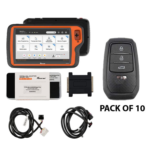 Xhorse - VVDI Key Tool PLUS Tablet - ADVANCED PACKAGE + Toyota / Lexus XD8ASKGL Smart Key Adapter & Bypass Cables + 10 x XSTO01EN XM38 Universal Smart Keys - UHS Hardware